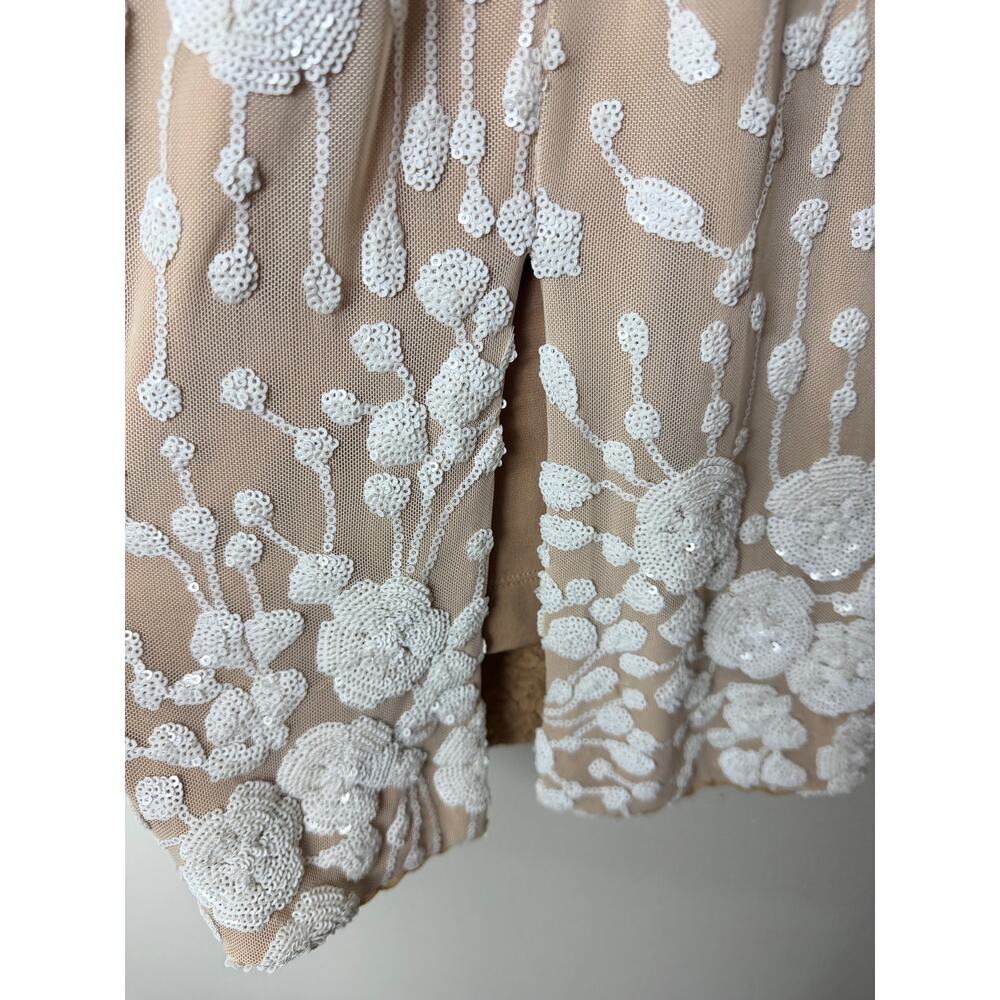 Dress The Population Dress S White Sequin Floral Midi Bridal Wedding Boho Formal - Picture 16 of 16